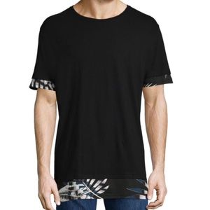 Black Tshirt with Leaf Print